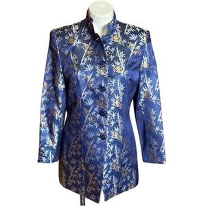 Asian inspired Classiques Entier Blue vintage Mandarin collar Jacket Tunic sz 4